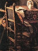 VERMEER VAN DELFT, Jan, A Lady Drinking and a Gentleman (detail) ar